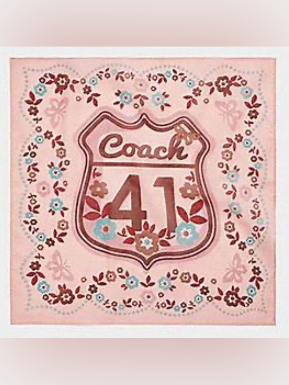 COACH Pink Cotton Tea Rose 1941 Bandana - Picture 2 of 5